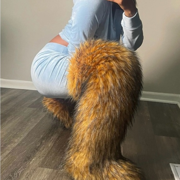 Brown Thigh High Faux Boots - Picture 1 of 2
